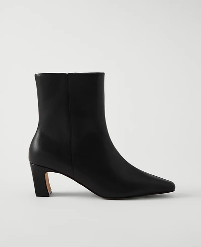 Ann Taylor Leather Skinny Heel Bootie Black Women's