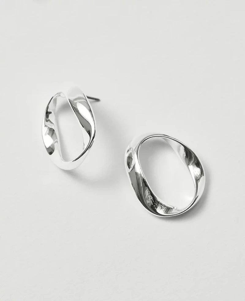 Ann Taylor Twisted Metal Stud Earrings Silvertone Women's