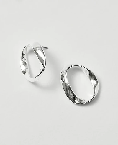 Ann Taylor Twisted Metal Stud Earrings Silvertone Women's