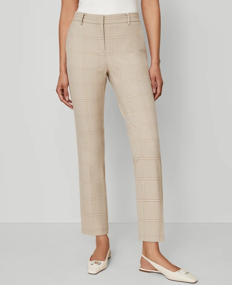 Ann Taylor The Eva Ankle Pant Plaid Neutral Multi Women's