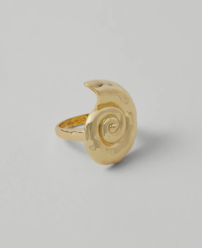 Ann Taylor Textured Metal Shell Ring Goldtone Women's
