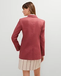 Ann Taylor The Petite Longline Blazer Linen Blend Burgundy Combo Women's