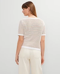 Ann Taylor Petite Striped Wedge Sweater Sands Edge Women's