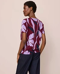 Ann Taylor Floral Sweater T-Shirt B Windsor Wine Women's