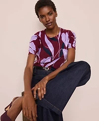 Ann Taylor Floral Sweater T-Shirt B Windsor Wine Women's