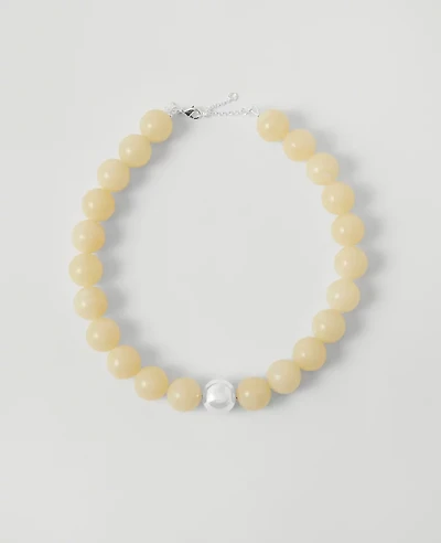 Ann Taylor Oversized Beaded Ball Necklace Ivory Women's