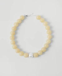 Ann Taylor Oversized Beaded Ball Necklace Ivory Women's