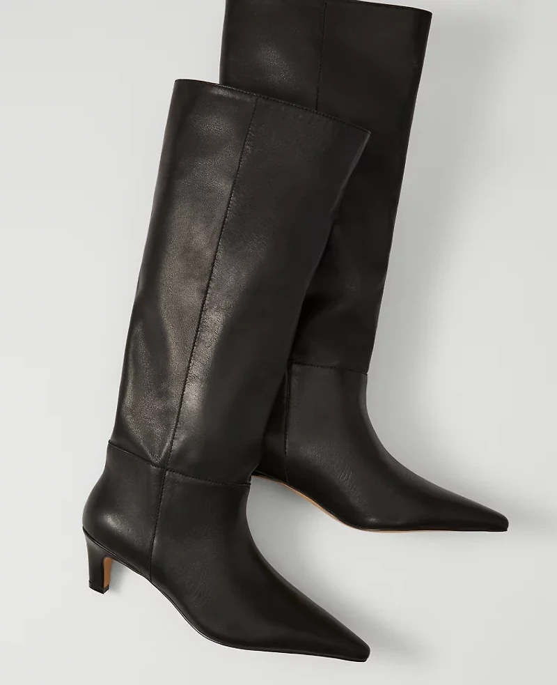 Ann Taylor Leather Tall Boot Black Women's