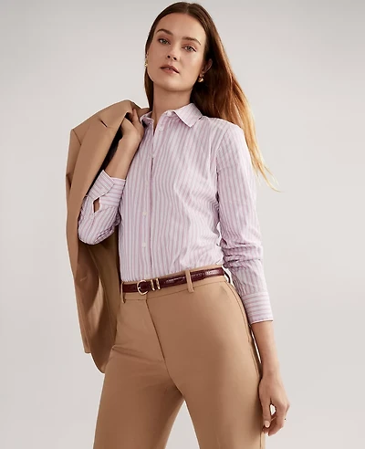 Ann Taylor Striped Relaxed Perfect Shirt Budding Blossom Women's