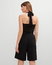 Ann Taylor Petite Pleated Long Short Size 2 Black Women's