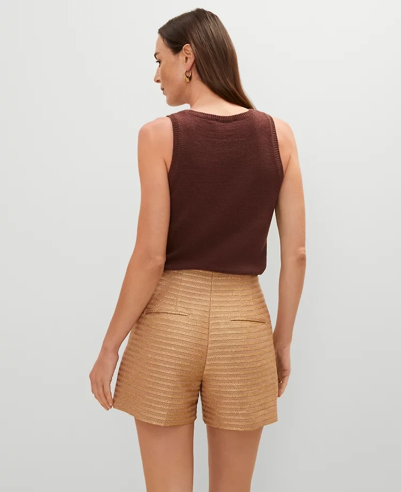 Ann Taylor Petite Side Zip Shorts Metallic Tweed Karat Gold Women's