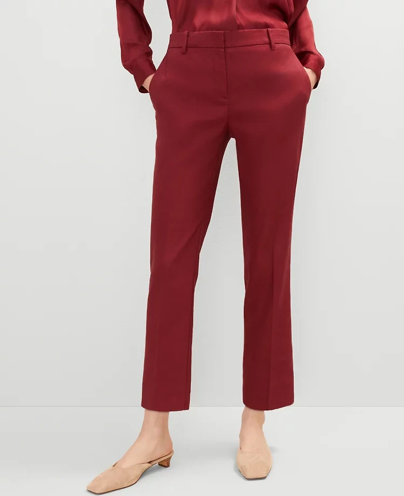 Ann Taylor The Petite Eva Ankle Pant Linen Blend Red Women's