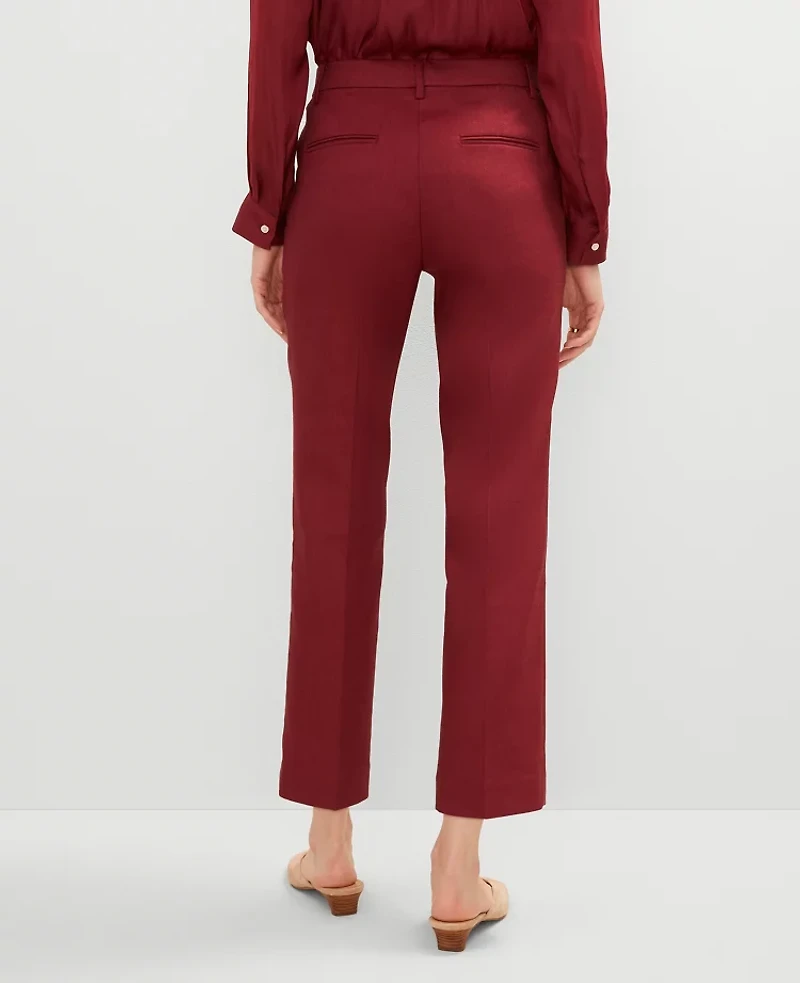 Ann Taylor The Petite Eva Ankle Pant Linen Blend Red Women's