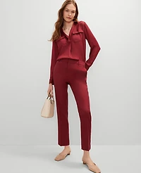 Ann Taylor The Petite Eva Ankle Pant Linen Blend Red Women's