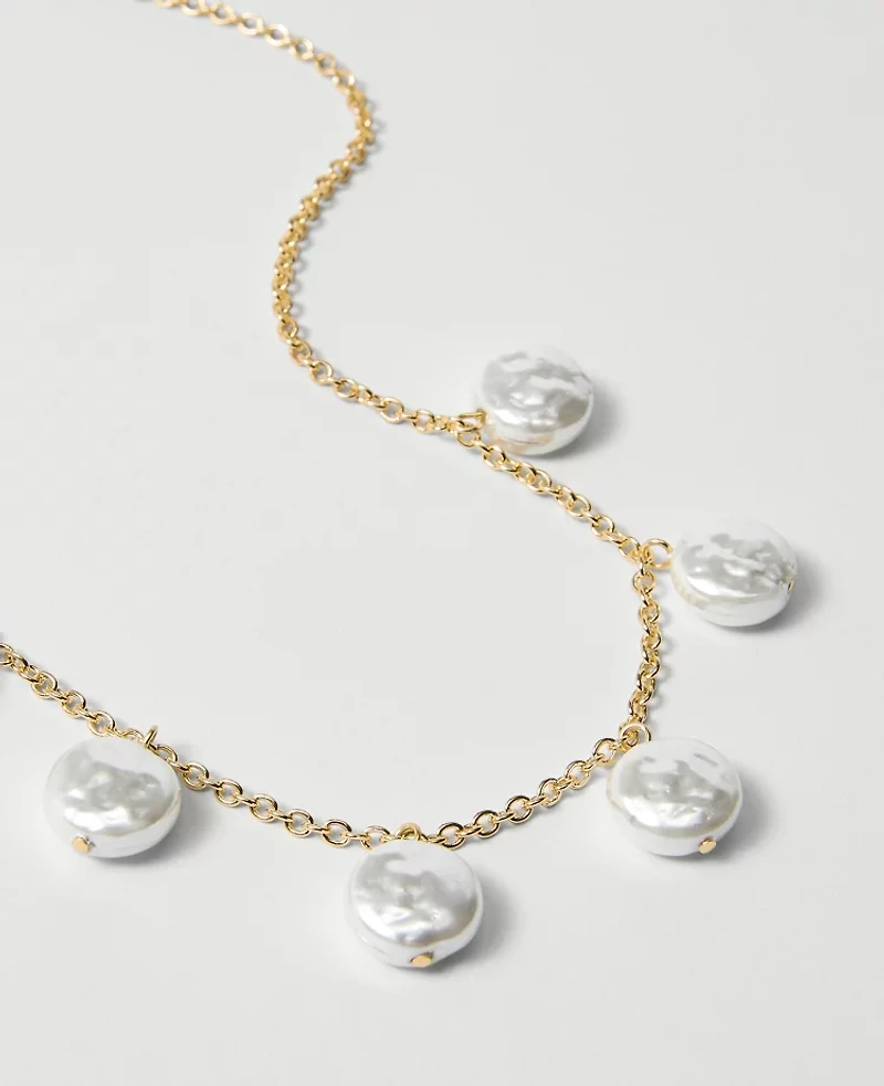 Ann Taylor Pearlized Statement Necklace Ivory Women's