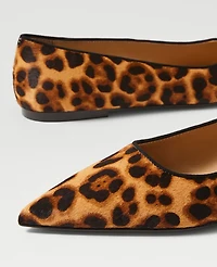 Ann Taylor Weekend Collection Animal Print Haircalf Pointy Toe Ballet Flat Brown Multi Women's