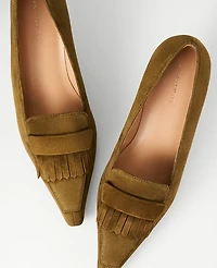 Ann Taylor Suede Tapered Heel Kiltie Pump Muted Moss Women's