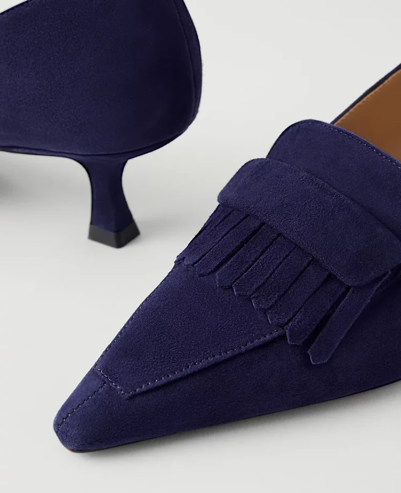 Ann Taylor Suede Tapered Heel Kiltie Pump Women's