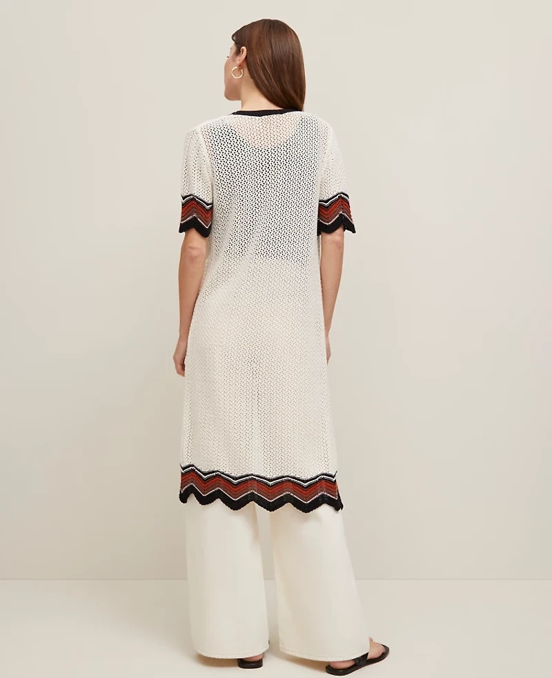 Ann Taylor Long Crochet Kimono Size XS/S Winter White Women's