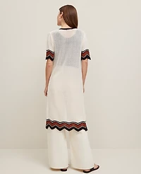 Ann Taylor Long Crochet Kimono Size XS/S Winter White Women's