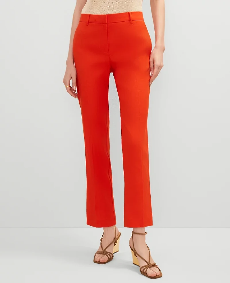 Ann Taylor The Eva Ankle Pant Linen Blend - Curvy Fit Red Pepper Women's