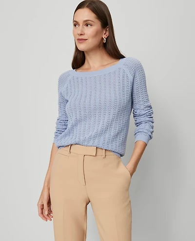 Ann Taylor Petite Pointelle Boatneck Sweater Women's