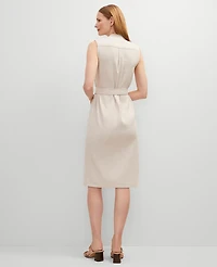 Ann Taylor Petite Belted Linen Blend Shirtdress Natural Flax Women's