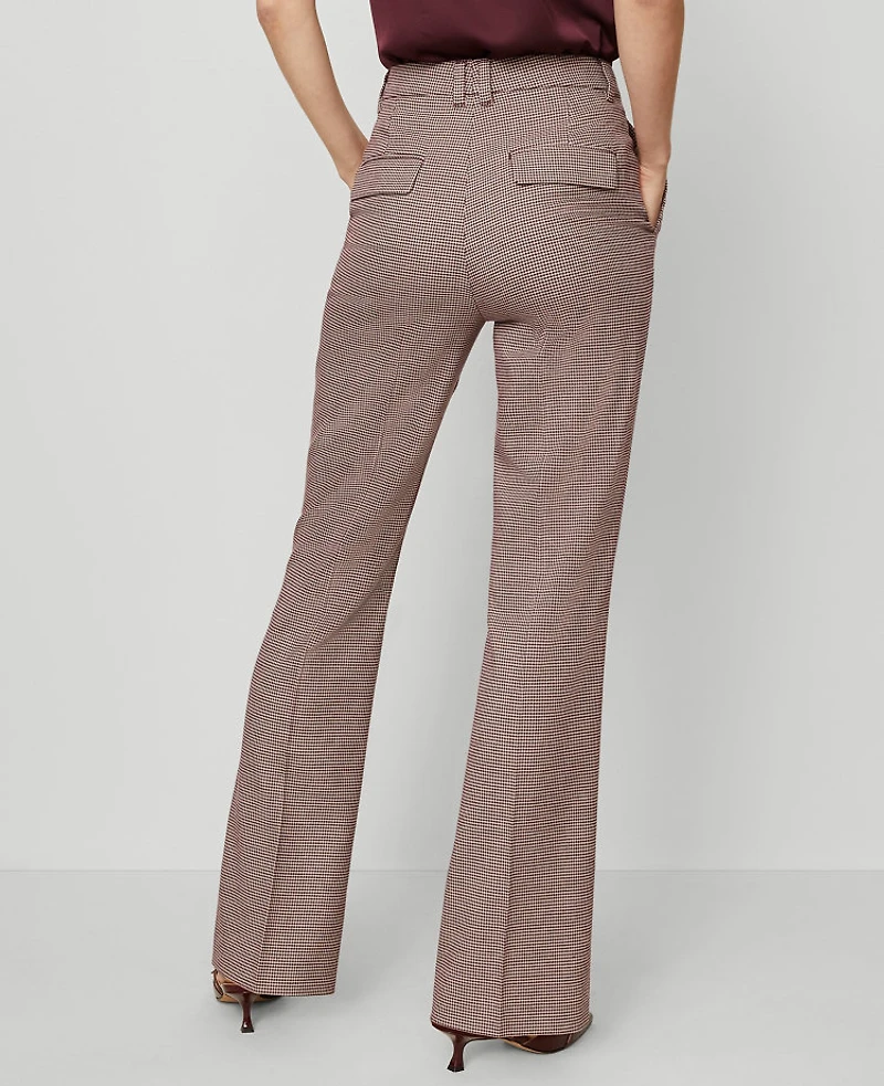 Ann Taylor The Slim Flare Trouser Pant Houndstooth Poised Plum Women's