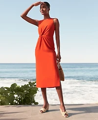 Ann Taylor Petite Crew Neck Twist Sheath Dress Red Pepper Women's