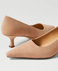 Ann Taylor Suede Nip Toe Kitten Heel Pumps Dominican Sand Women's