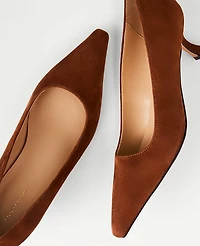 Ann Taylor Suede Nip Toe Kitten Heel Pump Spice Brown Women's