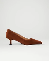 Ann Taylor Suede Nip Toe Kitten Heel Pump Spice Brown Women's