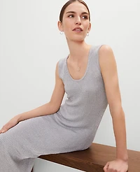 Ann Taylor Scoop Neck Lurex Dress Silver Metallic Women's