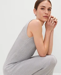 Ann Taylor Scoop Neck Lurex Dress Silver Metallic Women's