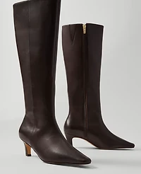 Ann Taylor Skinny Heel Leather Tall Boot Carob Women's