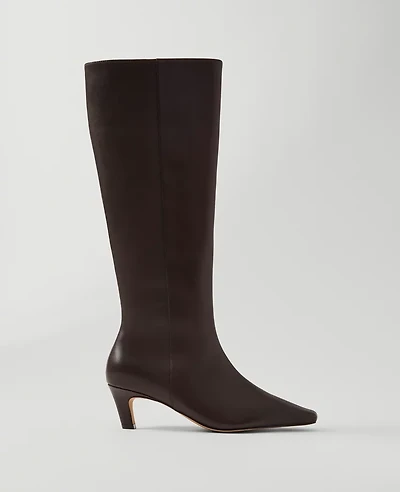 Ann Taylor Skinny Heel Leather Tall Boot Carob Women's