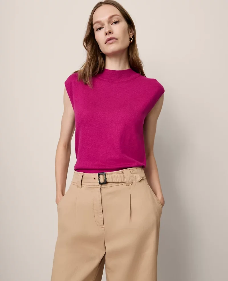 Ann Taylor Refined Mock Neck Sweater Shell Top Women's