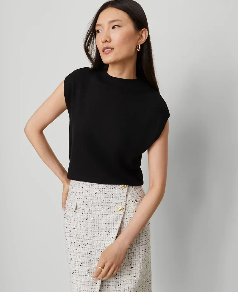 Ann Taylor Refined Mock Neck Sweater Shell Top Women's