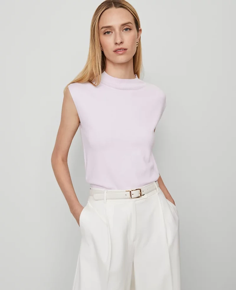 Ann Taylor Refined Mock Neck Sweater Shell Top Women's