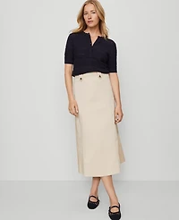 Ann Taylor Petite Weekend Collection Full Midi Skirt Pale Sandalwood Women's