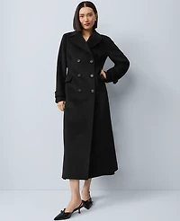 Ann Taylor Fitted Double Breasted Long Coat Size Medium Black Women's