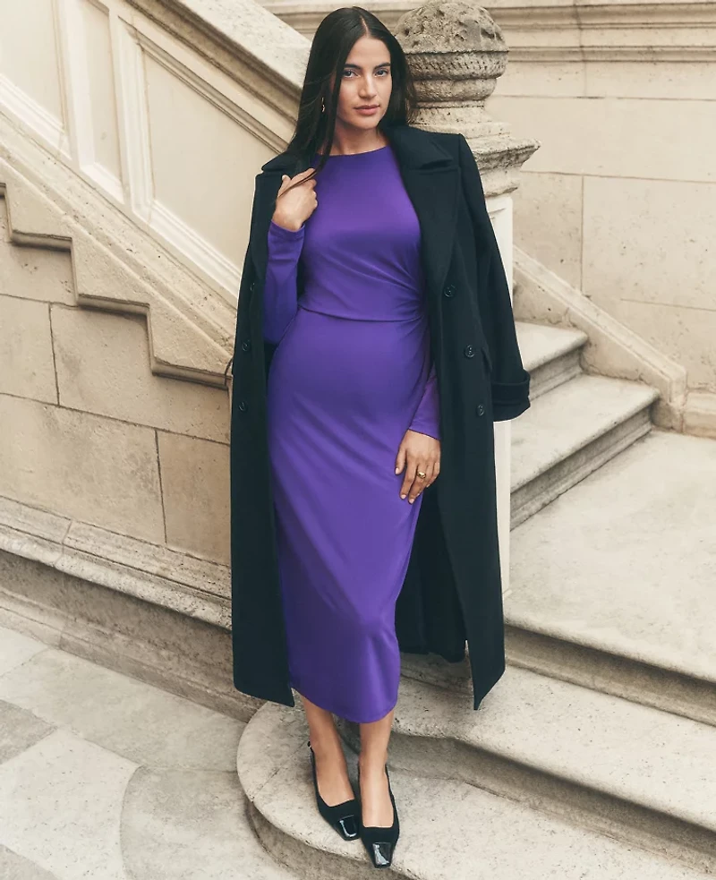 Ann Taylor Fitted Double Breasted Long Coat Black Women's