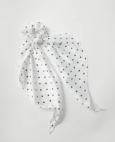 Ann Taylor Dotted Silk Scrunchie White Women's
