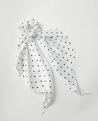 Ann Taylor Dotted Silk Scrunchie White Women's