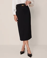 Ann Taylor Belted Ponte Pencil Skirt Black Women's
