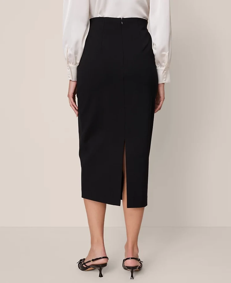 Ann Taylor Belted Ponte Pencil Skirt Black Women's