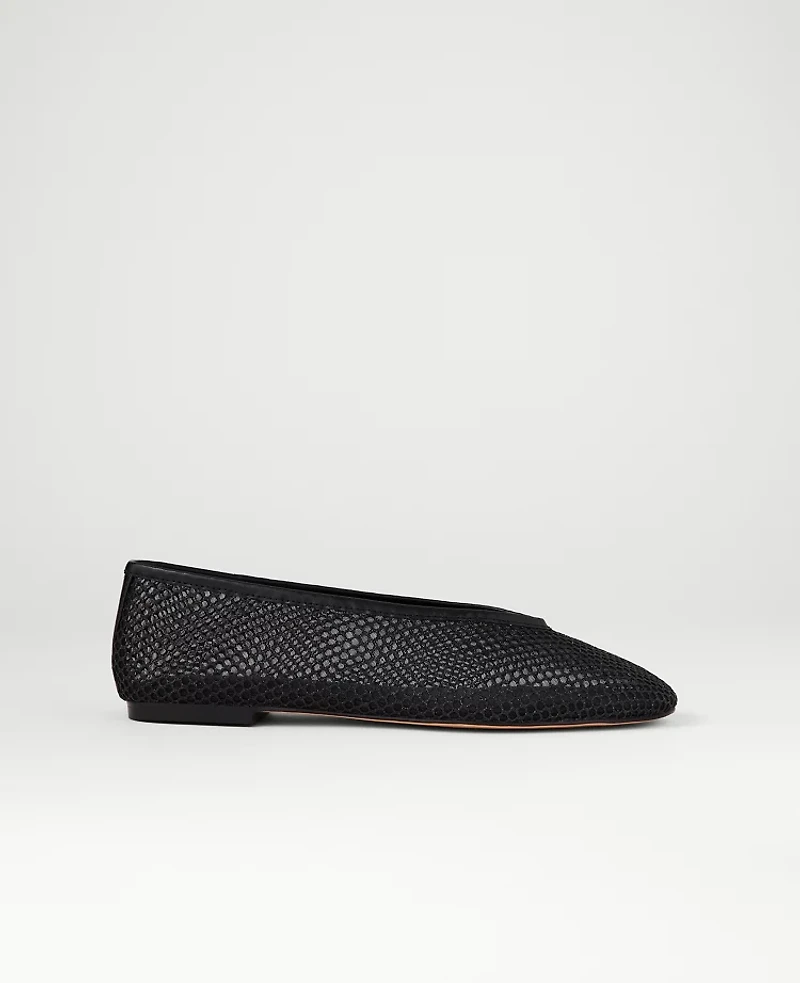 Ann Taylor Mesh Ballet Flat Black Women's