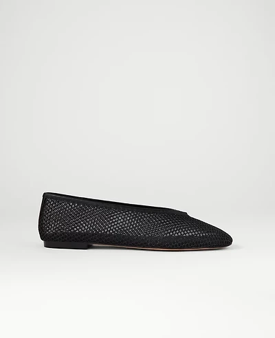Ann Taylor Mesh Ballet Flat Black Women's