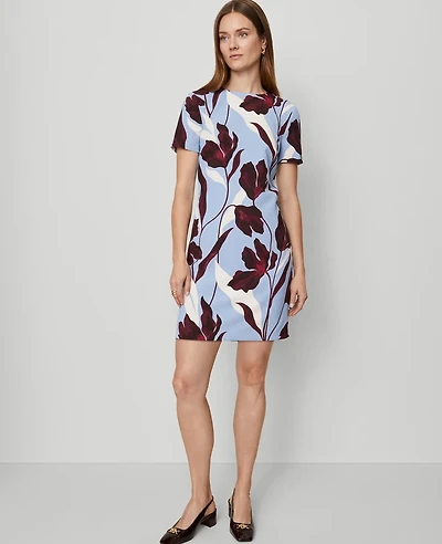 Ann Taylor Floral Shift Dress Placid Blue Women's