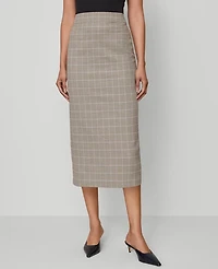 Ann Taylor The Clean Pencil Skirt Plaid Copper/Cream Multi Women's